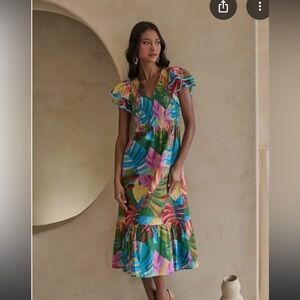 Sugarlips Novi Tropical Patte Tiered Midi Dress